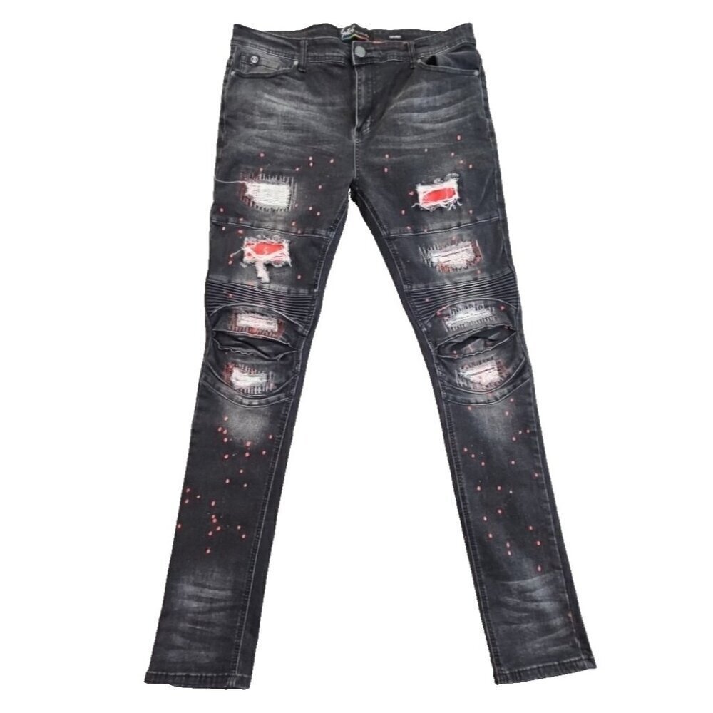 Switch Remarkable Jeans Men's 38x32 Distressed Paint Splatter Slim Jeans 6592